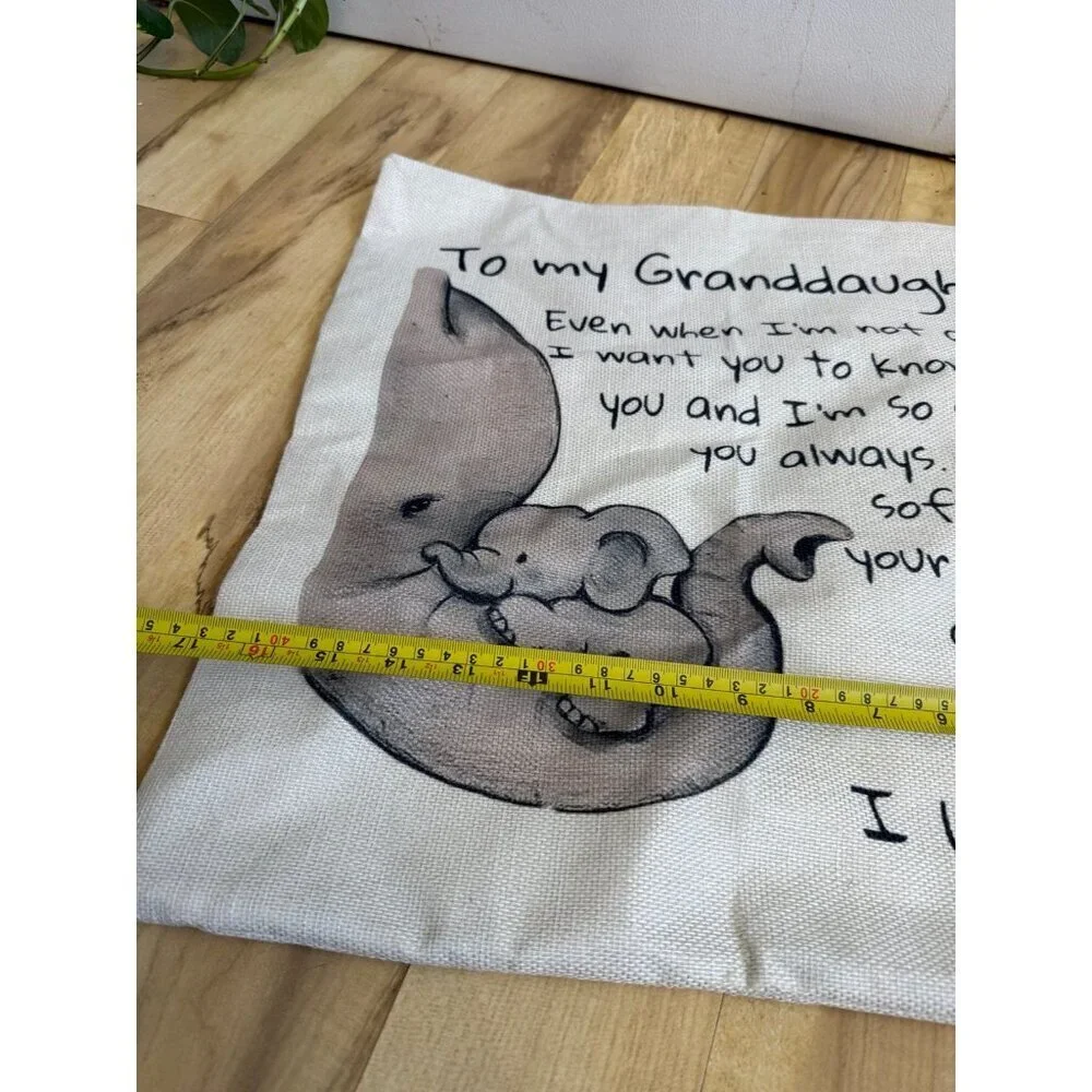Granddaughter Quote Throw Pillowcase with Elephant Design